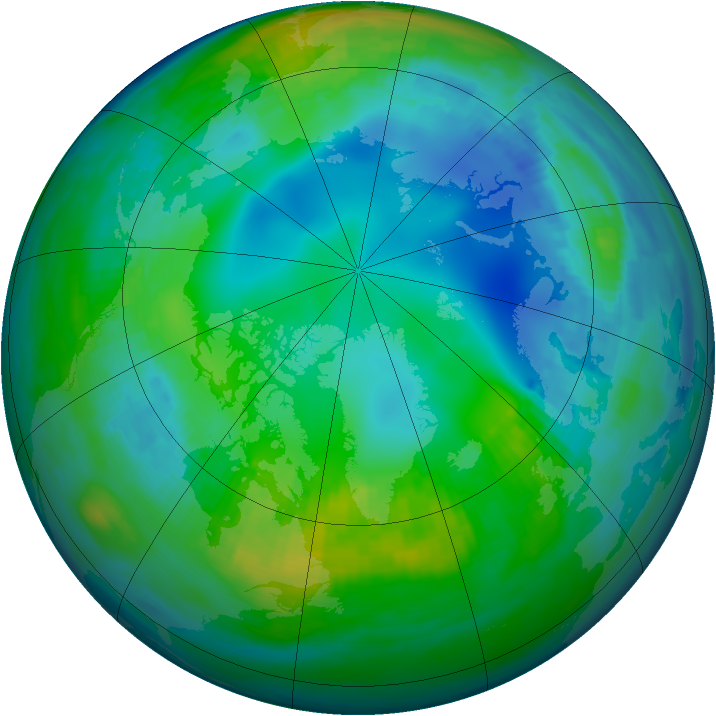 Arctic ozone map for 15 November 1985